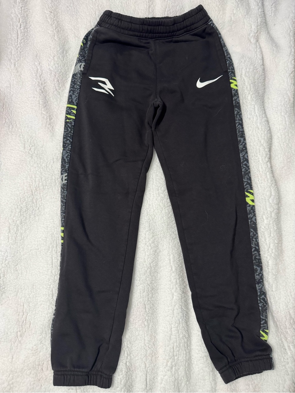 3brand Nike Black Kids Jogger Pants with Neon Green Accent